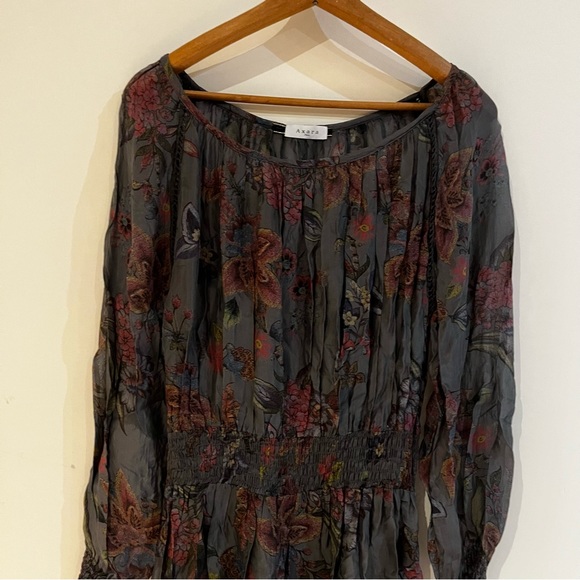 Axara Paris floral print blue Gray dress With long sleeve - Picture 4 of 6